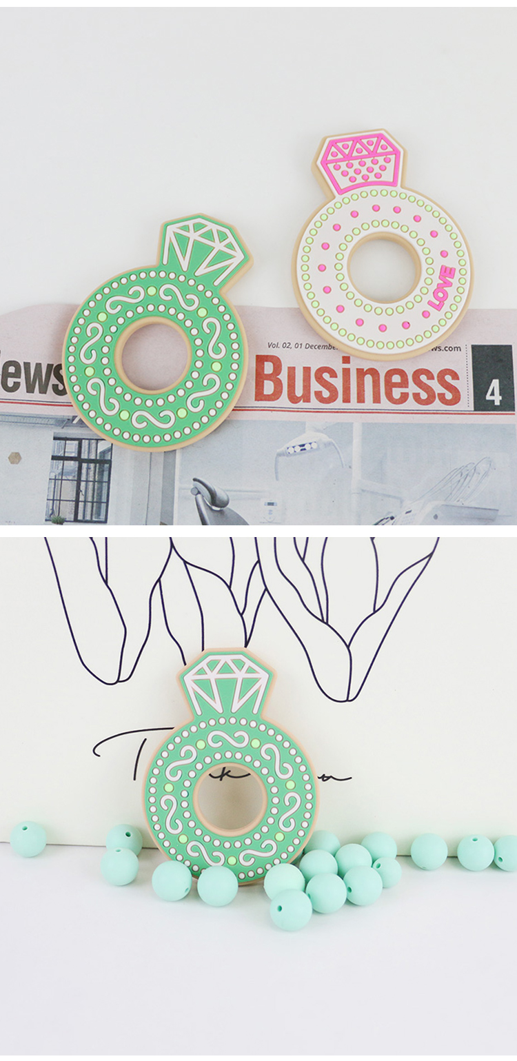 Cartoon Diamond Silicone Baby Teether , Non Toxic Silicone Teething Rings