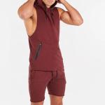 Athletic Fitness Mens Activewear Tops Sleeveless Hoodie Tshirt With Zipper