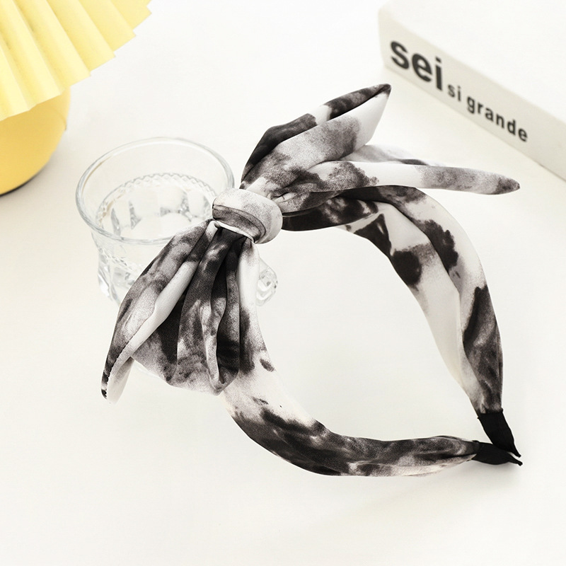 New headband wide edge adult hair accessories tie dyed fabric Bow Hairband