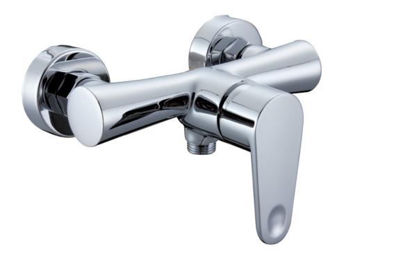 Contemporary Wall Mounted Two Hole Bathroom Faucet , Polished Brass Shower