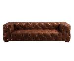 Vintage Distressed Leather Corner Chesterfield Sofa With Buttons
