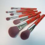 Exquisite Cosmetic Brush High Flexibility Hair Red Plastic Handle Face brushes