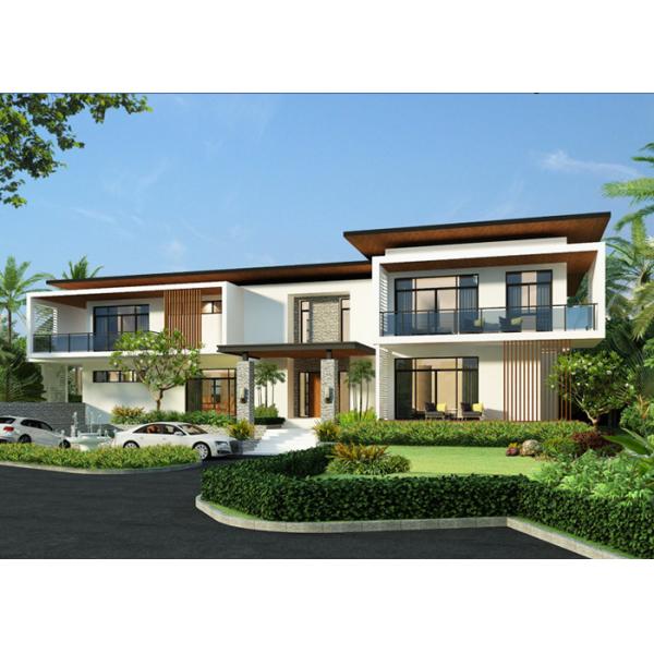 China Easy Build Light Steel Prefab Villa High Performance Glass Wool Insulation With Two Levels factory