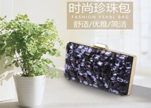 China Flower Gemstone Ladies Evening Clutch Bags Purse Purple Color Acrylic factory