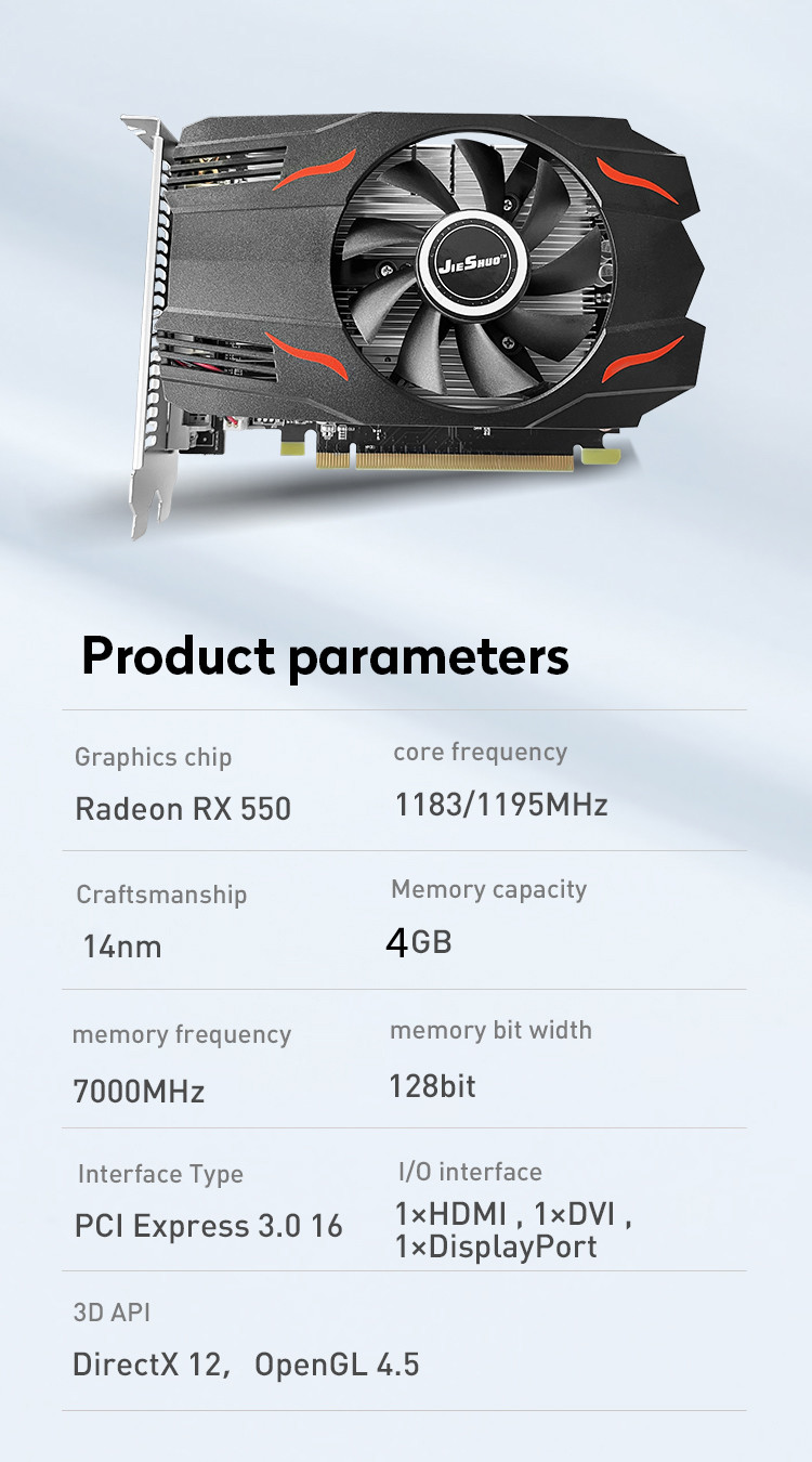 New amd radeon rx550 4g 128-bit gddr5 7000mhz rx 550 computer graphics card
