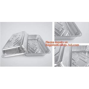 Silver Foil Rectangular Takeout Container with paper lid,Kitchen Use Aluminum