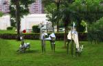 Contemporary Metal Deer Sculptures , Abstract Metal Lawn Sculptures Street