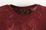 Red Elegant Womens Lace Long Sleeve Top 65% Cotton 35% Nylon