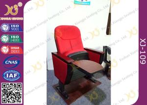 China Red Color Church Lecture Hall Seating MDF Writing Pad Cocked PP Outerback factory