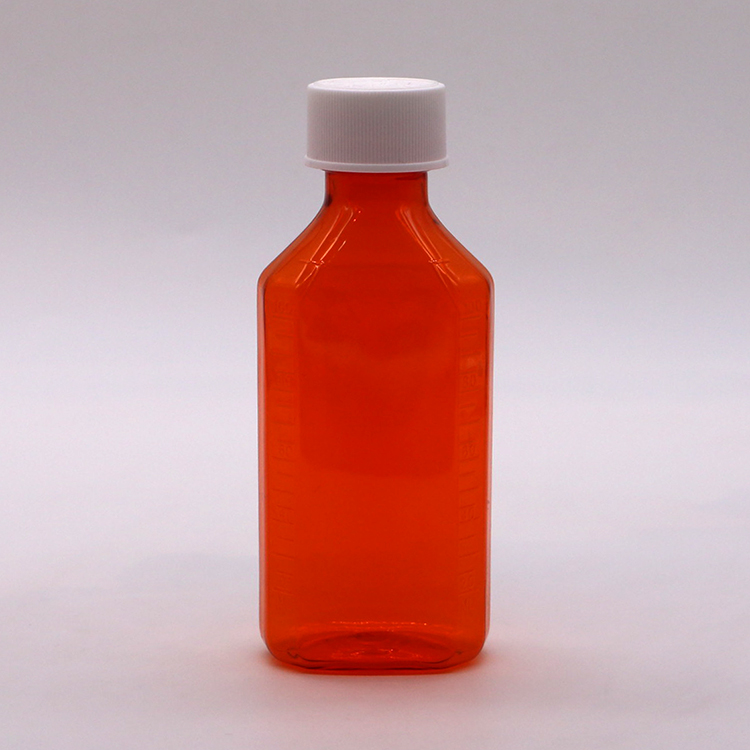 100ML PET Amber/Orange Maple Cough Syrup Oral Liquid Bottle with CRC Cap and Heat Seal