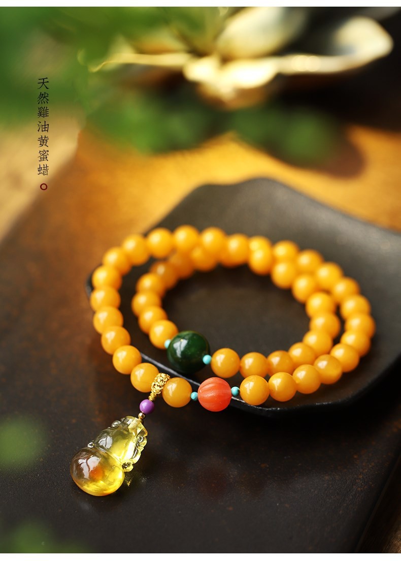 Fashion Jewelry Natural Round Bead Stone Natur Orange Yellow Amber Crystal Elastic Bracelet For Gift Bracelet Amber Tasbih Muslim Islamic Rosary