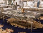 Marble Top Solid Wood Coffee Table Design Hand Carved Rose Table