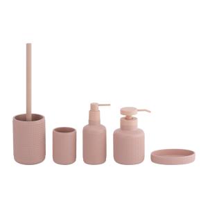 China Polyresin bathroom set round shape with small dots toilet bowl brush soap dish for bathroom factory