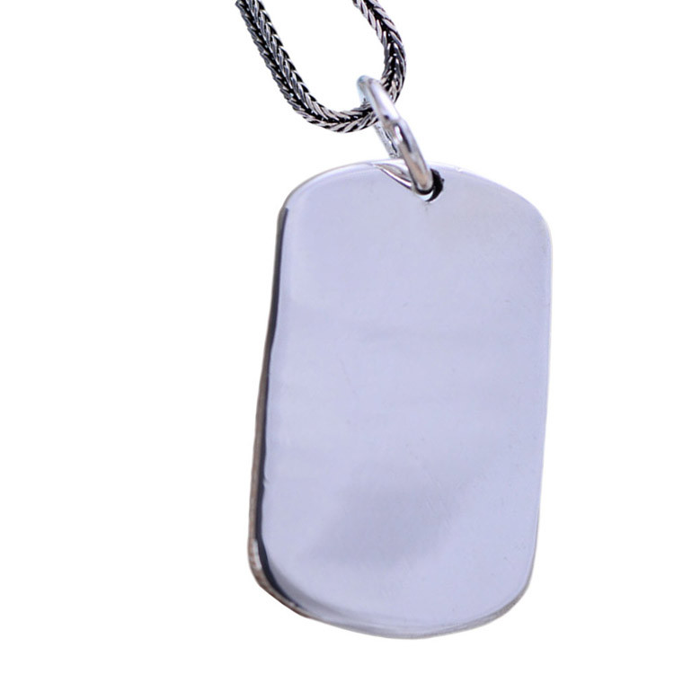 Sterling Silver Dog Tag Necklace Wheat Chain for Women and Men (N052777)