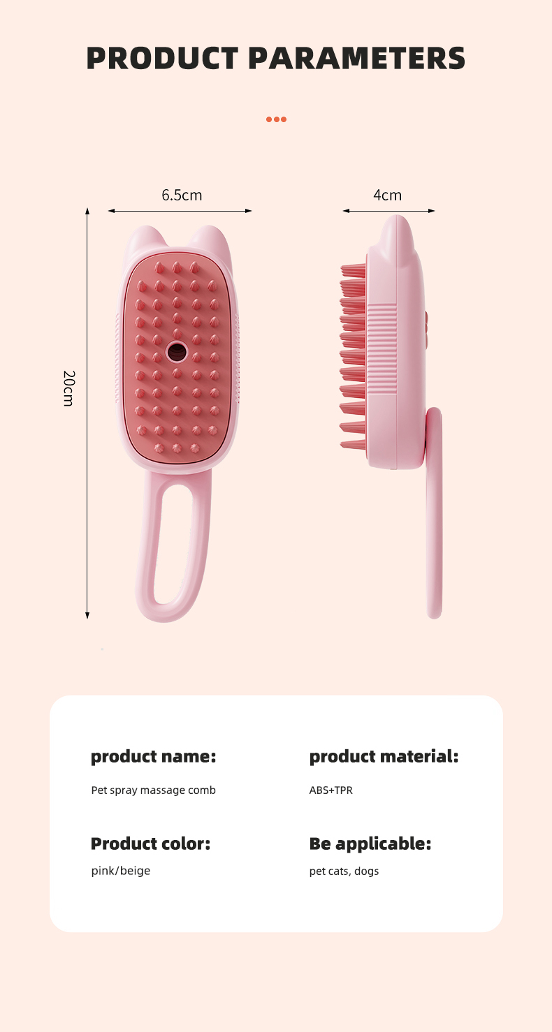 Pet Grooming Brush Cats Long Handle Electric USB Water Spray Steam Comb Dog Hair Cleaner