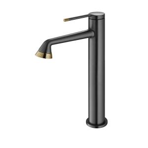 China Gun Gray Extended Basin Hot And Cold Taps For Washroom factory