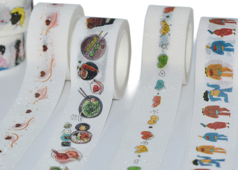 Wholesale Waterproof Custom Printed CMYK Glitter Washi Tape Supplier