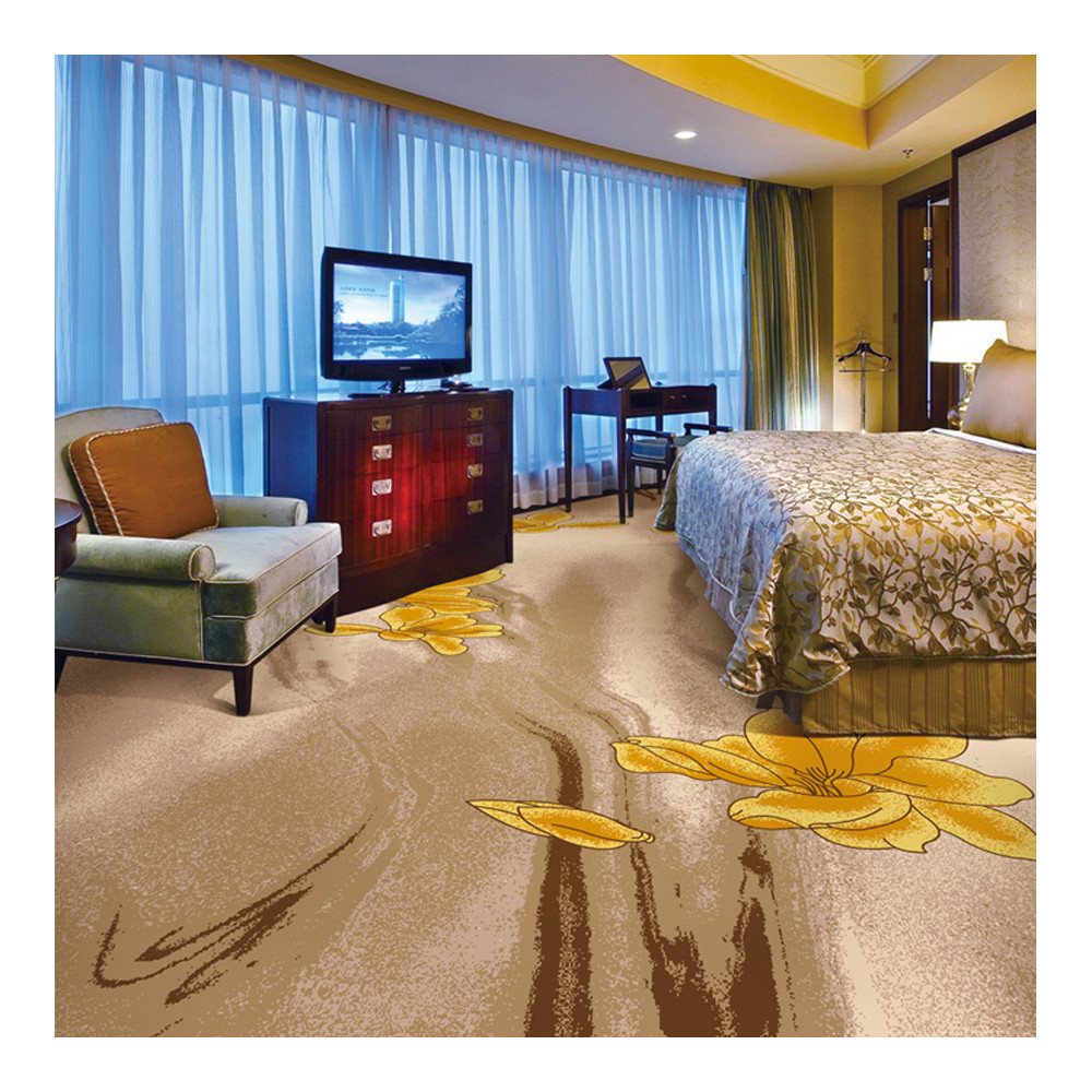 China Wool Carpet Yellow Bedroom Carpet Printed Dye Custom Design factory