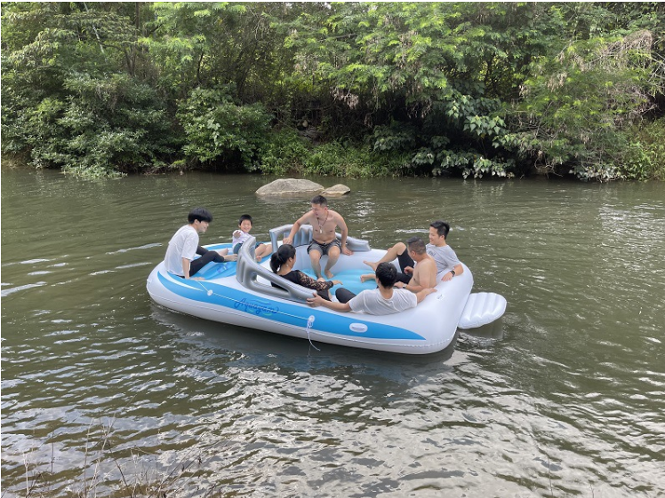 Newest Inflatable Airtight Water Party Boat for Island Float 5-10 Person Capacity