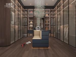 China U Shaped Navy Blue High End Walk In Closets With Transparent Glass Doors OEM ODM factory