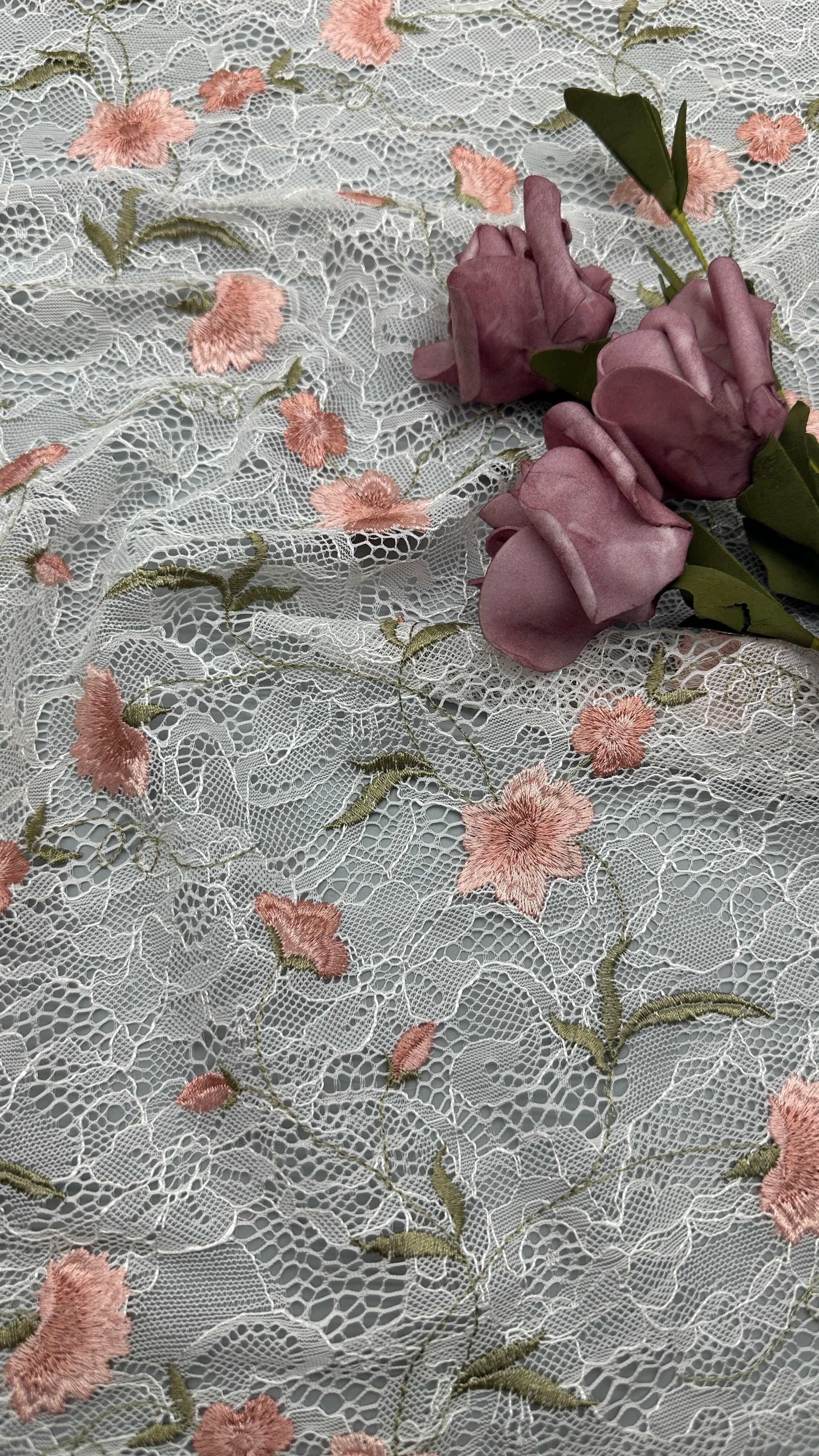 Floral Elegent Embroidery Lace Fabric Party 100% Cotton High Quality Luxary Style