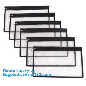 A4 Clear Pvc Zipper File Bag A5 Clear Pvc Document Bag With Red Zipper B5 Pvc