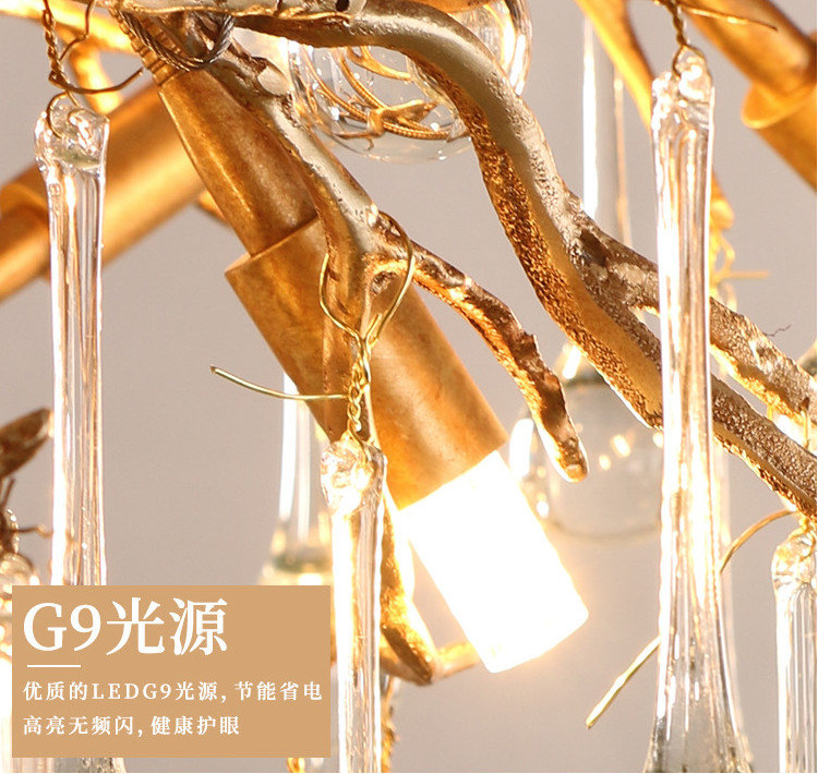 Energy Saving High End Pendant Lights G9*5W Branch Chandelier With Crystals CCC ROHS