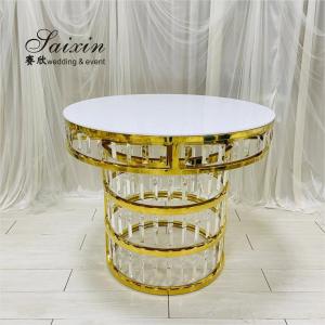 China 16 14 12 Inch Round Stainless Steel Hanging Crystal Cake Stands Wedding factory