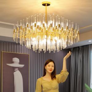China LED K9 Crystal Entryway Chandelier E14 6500K Luxury Ceiling Lights Gold Crystal factory