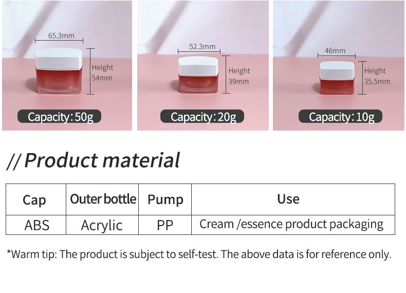 Transparent Square Acrylic Bottle Plastic Eye Cream Jar For Packaging Screen Printing