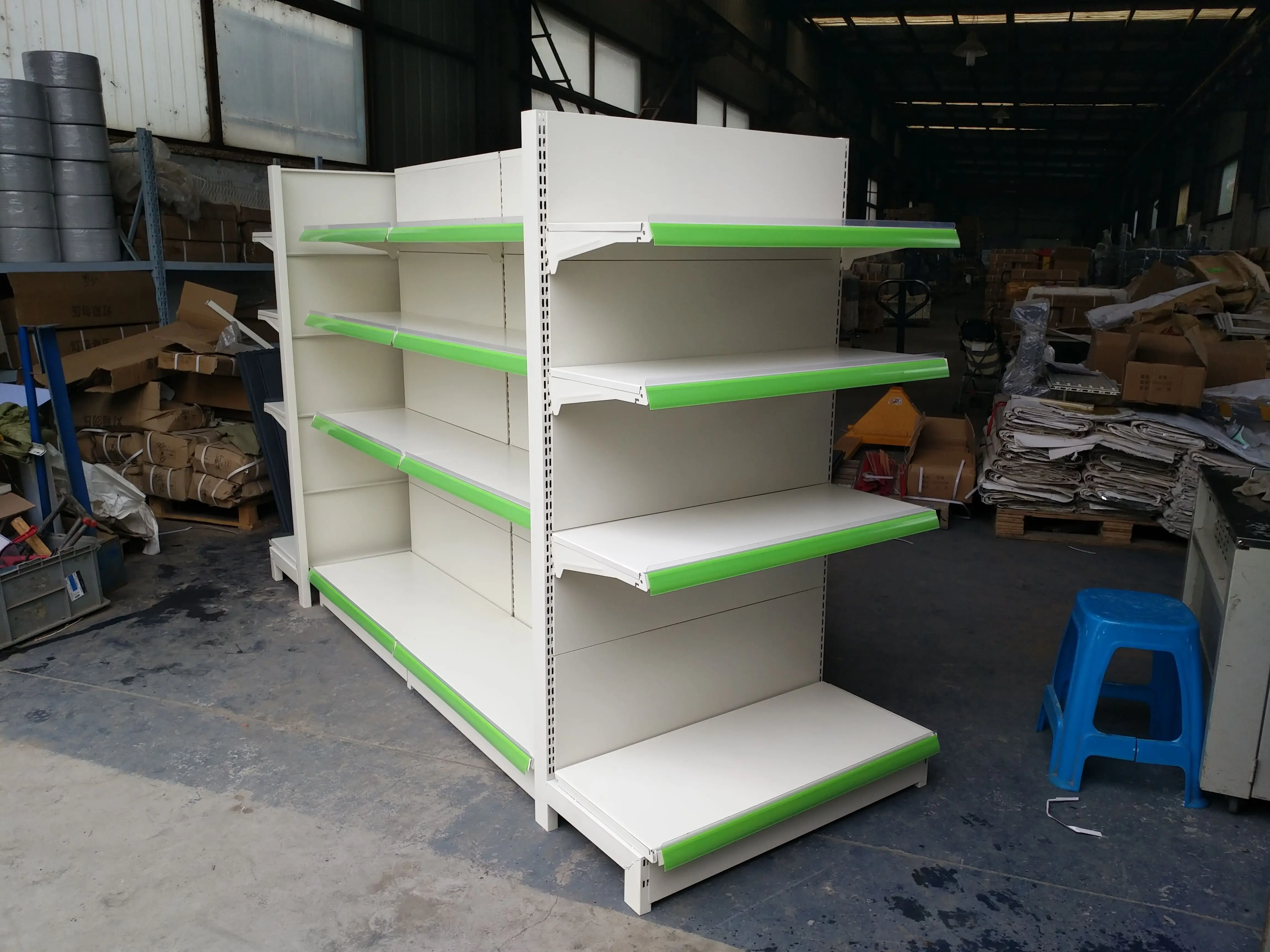 Factory custom color size metal pharmacy shelves white supermarket shelves