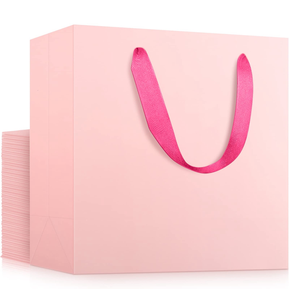 Custom Color Accepted Ribbon Handle Paper Bag for Luxury Clothing Boutique Gifts