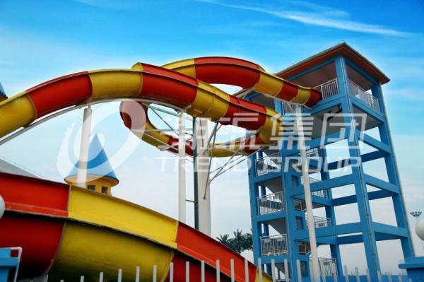 Platform Height 13m Fiberglass Water Slide 2 Person for Outdoor / Indoor Water