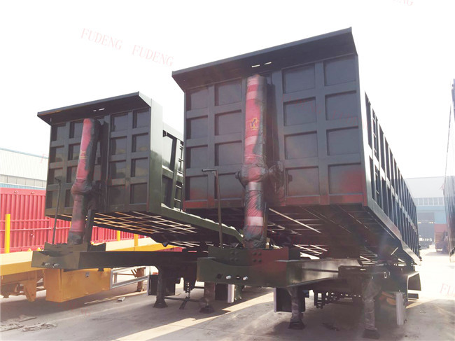 Square Shape 45 Tons Dump Semi Trailer With Hyva Hydraulic Lifting System