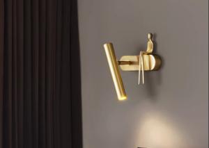 China All-copper wall lamp simple bedside lamp background wall spotlight character art light luxury rotating wall lamp creative aisle lamp factory