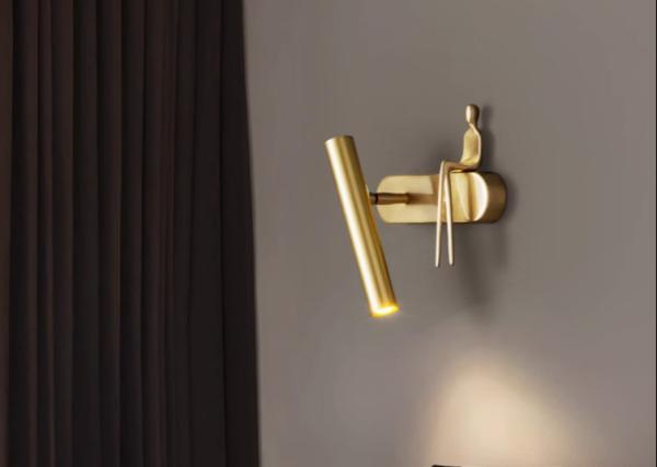 All-copper wall lamp simple bedside lamp background wall spotlight character art