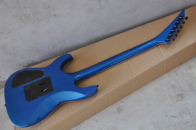 Metallic Blue Set In JS Electric Guitar with Floyd Rose,24 Frets,White binding Body