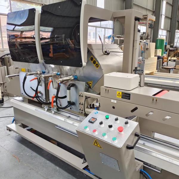 Digital Display Double Head Mitre Saw With 600mm diameter saw blade cutting 45