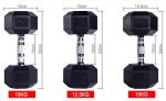 2.5kg 5kg 7.5kg 10kg Cast iron Black Rubber Coated Hex Fixed Dumbbell