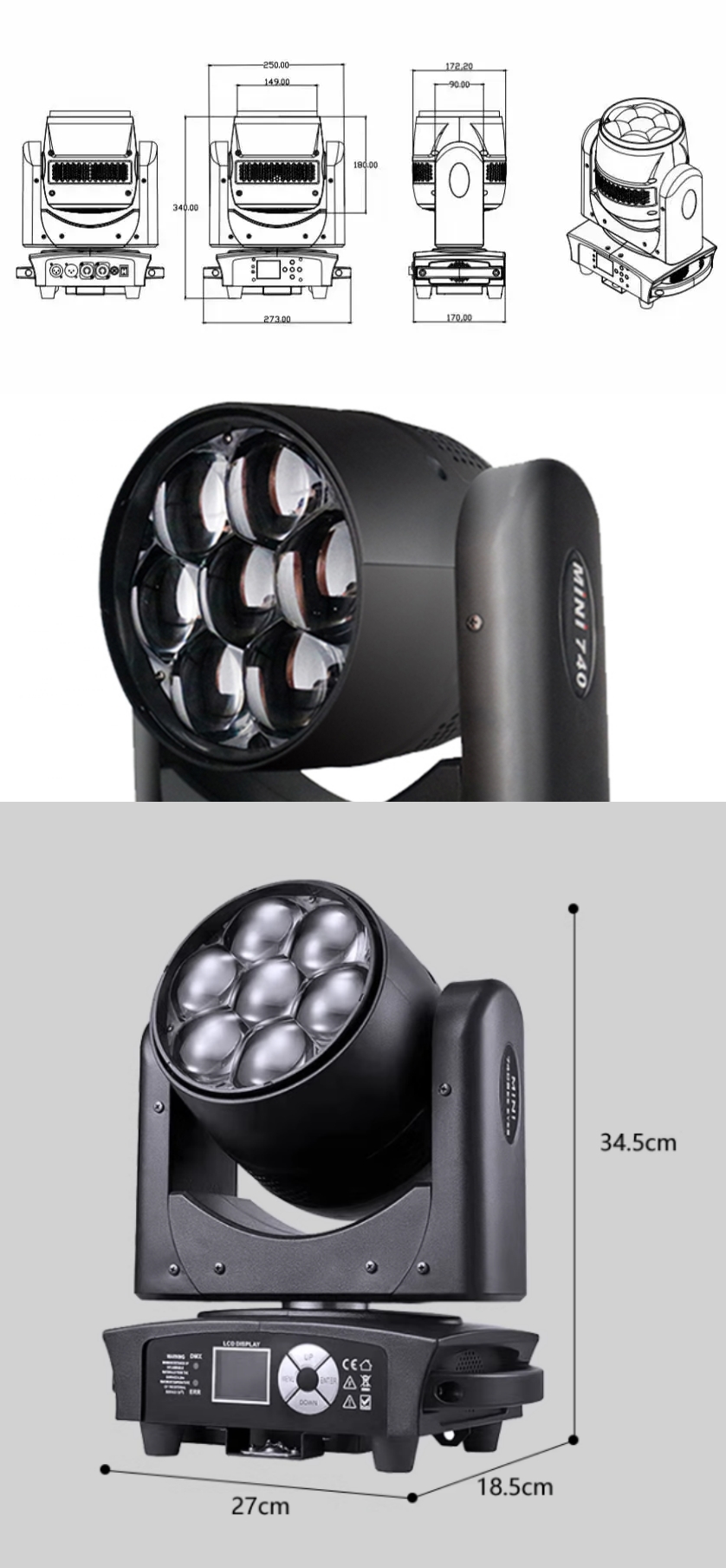 ATG 730 4in1 Beam Stage Moving Head Dyeing Lights Led for Dj Disco Mini 7*30w 180w Led Engine 7000 Lamp -10 50