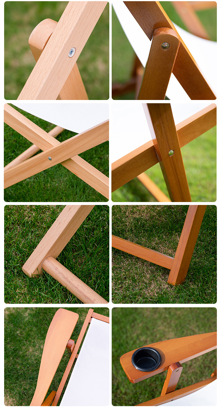 Solid Wood Folding Lounge Chair for Outdoor Garden Beach and Camping Foldable Design