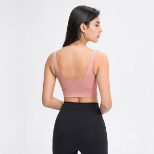 China Latest U-Shaped Elastic Women Sports Bra Wide Strap Female Fitness Tank Top With Pad factory