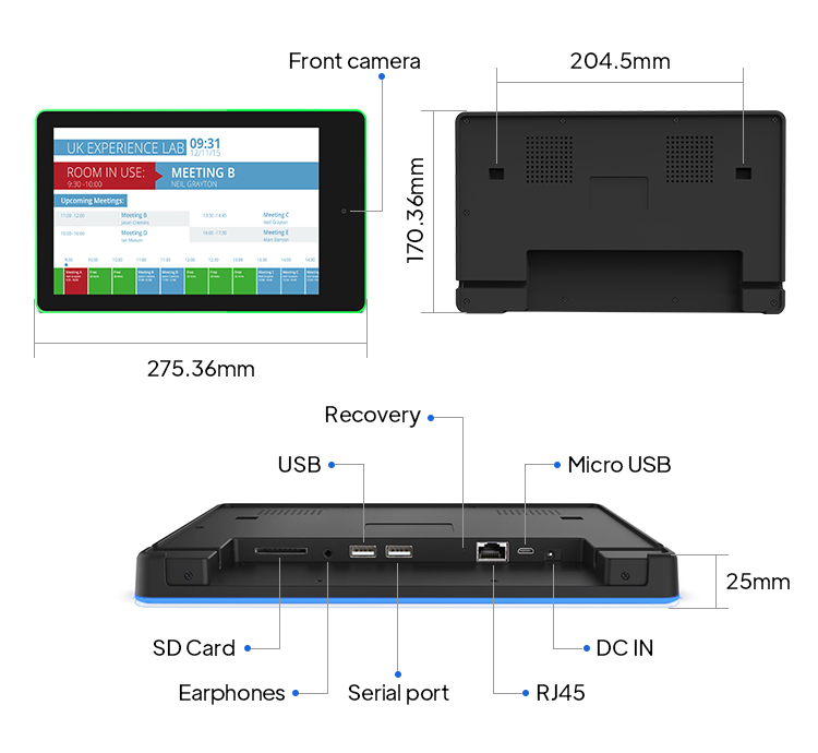 10.1 Inch Android Meeting Room Tablet with LED Light Bar Wall Mount