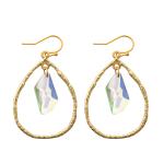 Jewelry Gold Plated Dangle Enamel Hoop Earrings Oval Zircon Hook Drop Earrings