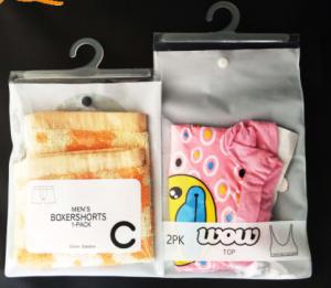 China Logo Printing Plastic PVC Hook Bag 0.2MM Thickness For Clothes Packing factory
