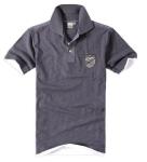 Navy / White Stretch Solid POLO T Shirts For Men Polyester Cotton Fabric