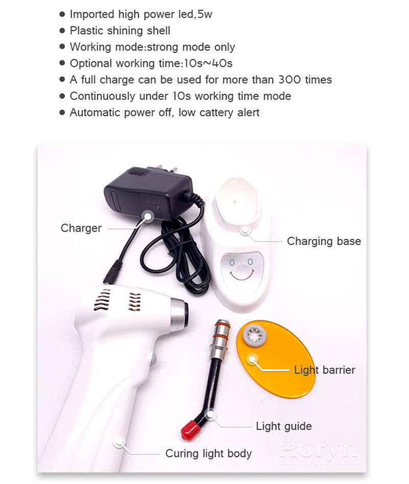 Dental 5 Seconds Wireless LED Curing Light 480nm With Large Battery