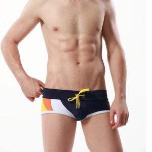 China Comfortable Mens Swimming Trunks Boxer Sexy Low Waist Swimming Trunks Color Matching factory