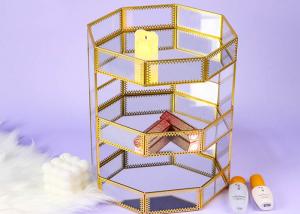 China Glass artifact three-layer octagonal cosmetic shelving box storage Bedroom desktop jewelry storage box factory