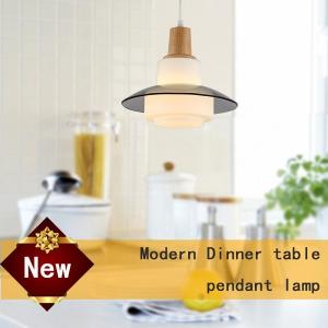 China Top grade Thailand Oak wood dinner room pendant lamp with glass shade E27 socket factory